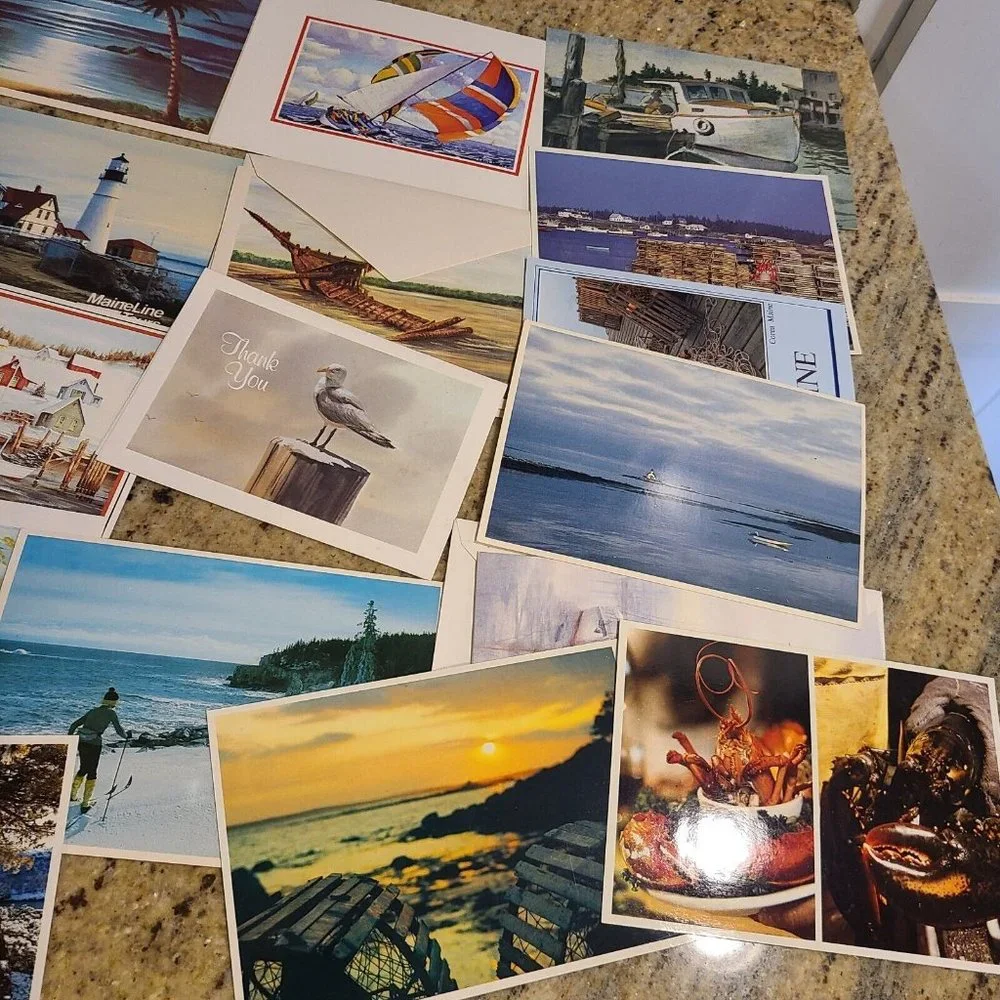 Vintage Greeting Cards Lot about 25+ Maine Nautical Boat Loon Lobster Scenic